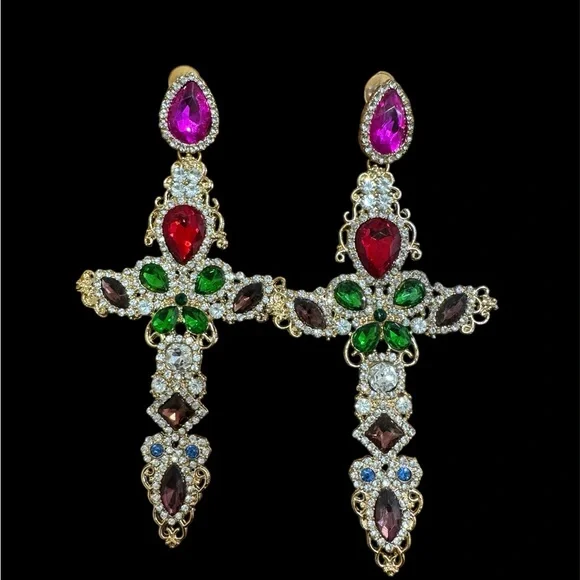 Cross drop earrings - Picture 1 of 4